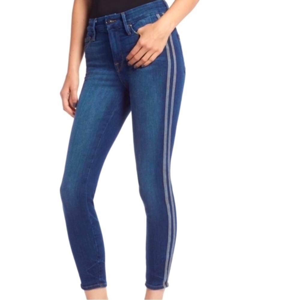 GOOD AMERICAN Good Waist Athletic Stripe Jeans Blue241 6/28